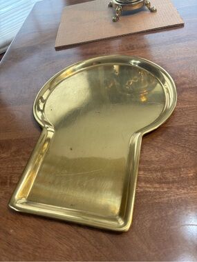 1890-1910 Antique Bauer No 2 Brass Keyhole Samovar Tray 14.5x11